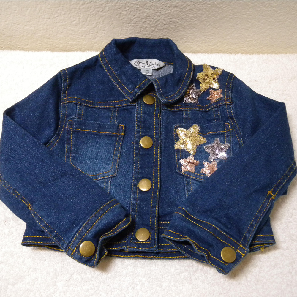 Pippa & Julie Girls Star Rhinestone Jean Jckt 18M